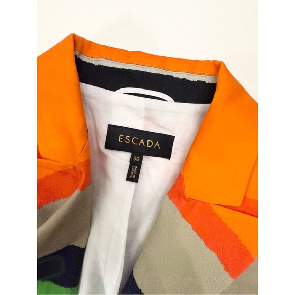 Escada Bozica Womens Open Miscellaneous One Button Stripe Blazer Small 36 - Picture 4 of 6
